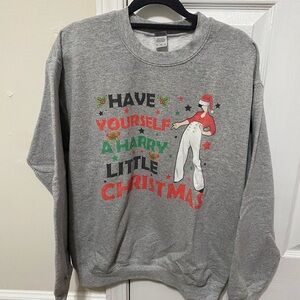 Gray Harry Styles Christmas Graphic Sweater